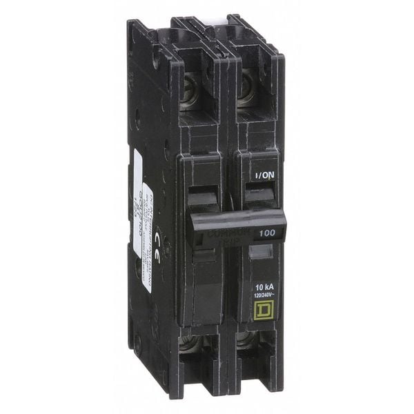Square D Miniature Circuit Breaker, QOU Series, 100A, 2 Pole, 120/240V AC, 10kA at 120/240V AC - QOU2100