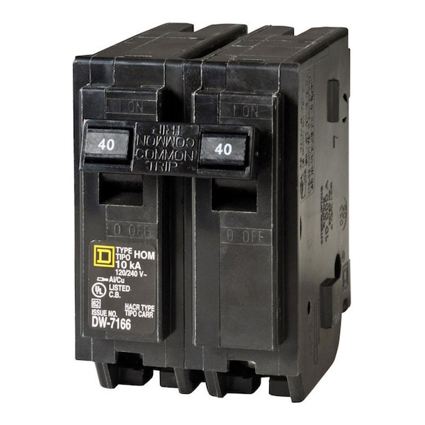 Square D Miniature Circuit Breaker, HOM Series, 40A, 2 Pole, 120/240V AC, 10kA - HOM240CP