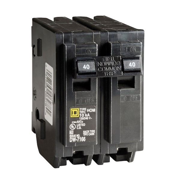 Square D Miniature Circuit Breaker, HOM Series, 40A, 2 Pole, 120/240V AC, 10kA - HOM240CP