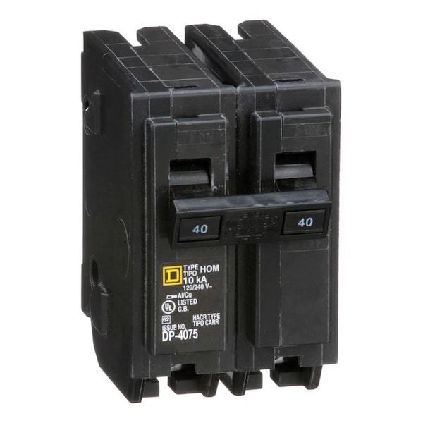 Square D Miniature Circuit Breaker, HOM Series, 40A, 2 Pole, 120/240V AC, 10kA - HOM240CP