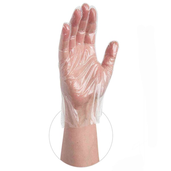 X3 X3 Poly, Guantes Desechables de Polietileno, Polietileno, Sin Polvo, Talla L, Paquete de 2000, Transparente - PGLOVE-L-500