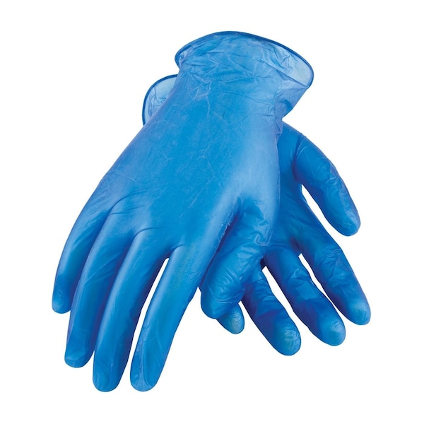 Guantes desechables de vinil Pip 64-V77B, 5 mil Palm, vinilo, con polvo, talla L, paquete de 100, azules - 64-V77B/L