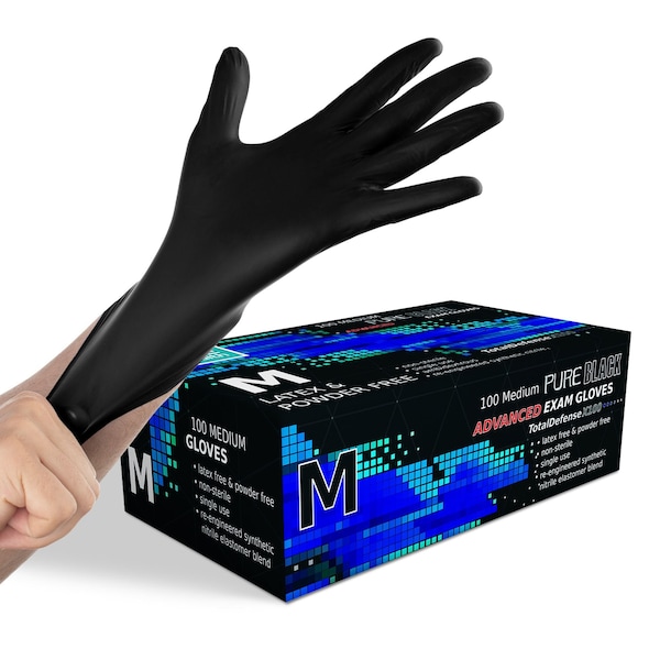 Guantes desechables de nitrilo Dre Health, nitrilo, M, paquete de 100 - DRECSGPXP11-M-SYN-NITRILE-BK-100PK