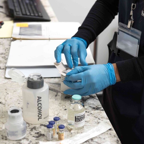 AMMEX Pro de Ammex, Guantes de Examen de Nitrilo, 3 mil Palm, Nitrilo Cerúleo, Sin Talco, L, 1000 piezas, Azul - ACNPF46100