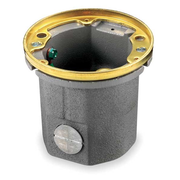 Hubbell Wiring Device-Kellems Electrical Box, 18.5 cu in, Floor Box Type, 1 Gang, Brass, Round Shape - B2588275