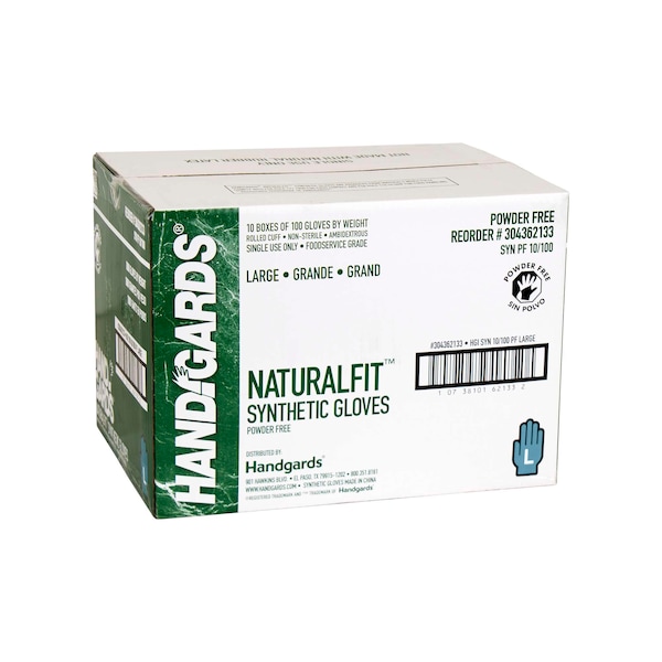 Guantes sintéticos sin látex de Handgards, sintéticos, sin polvo, L, 1000 piezas, blanco - 304362133