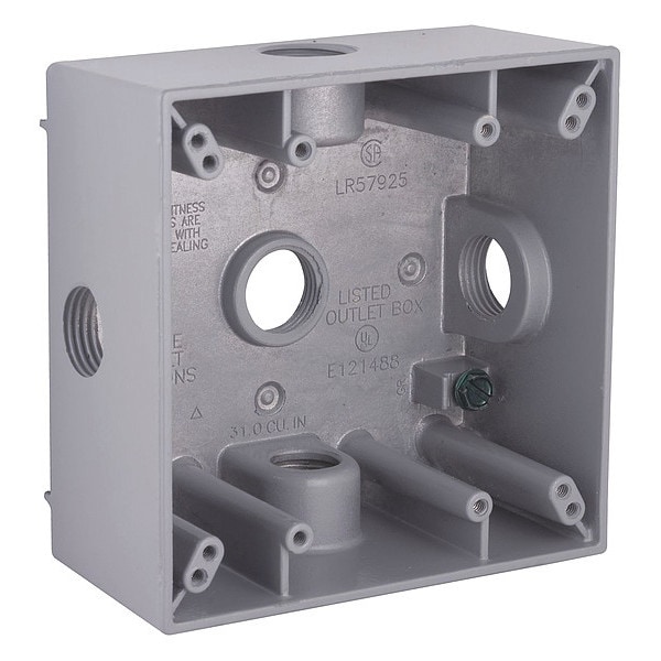 Bell Outdoor Outlet Box, Electrical Box Type, 2 Gangs, Aluminum - 5334-0