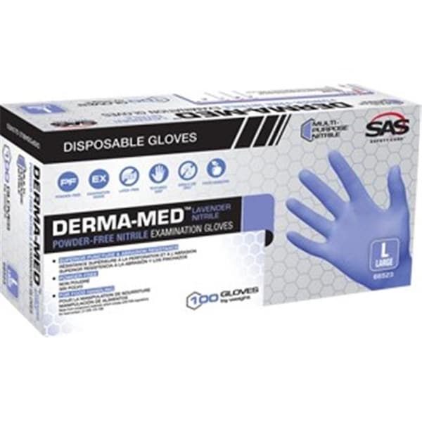Guantes desechables de nitrilo Sas Safety Derma-Med, Nitrile, L, paquete de 100 - 781311665231