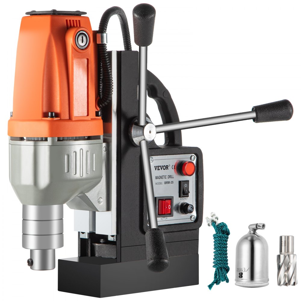 VEVOR 980W Magnetic Drill Press with 1-1/3 Inch (35mm) Boring Diameter Magnetic Drill Press Machine 2700 LBS Magnetic Force Magnetic Drilling System 680 RPM Portable Electric Magnetic Drill Press - BRM35LYCLZ0000001V1