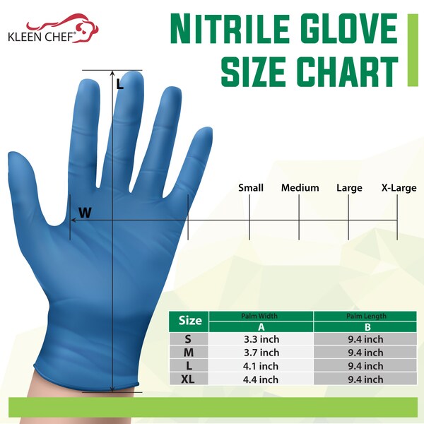 Guantes desechables de nitrilo Kleen Chef, látex de nitrilo sintético, sin polvo, S, paquete de 100, azul - KC-MS-S-DNG-1BL