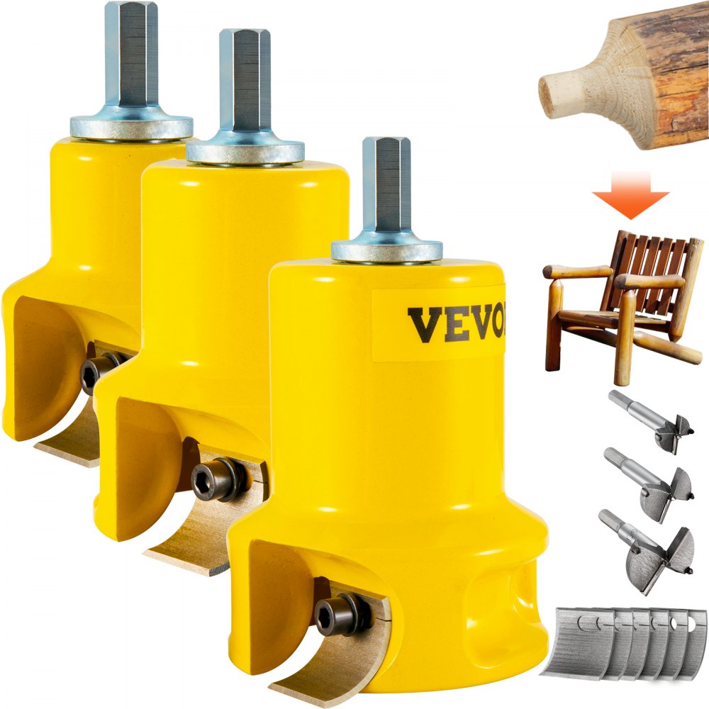 VEVOR Tenon Cutter, 1"/25.4mm & 1.5"/38mm & 2"/50.8mm, with Dual Curved Blades & Button Screws Home Master Kit, Premium Aluminum & Steel Log Furniture Cutter, Commercial Starter’s Tool for Home DIY - KSZYCHYCY11526C91V0