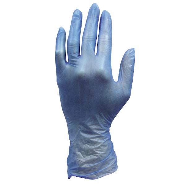Guantes de grado industrial Hospeco, 3 mil Palm, de vinilo, sin polvo, talla M, paquete de 1000, color azul - GL-V144FM