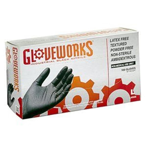 Guantes Desechables de Nitrilo Ammex, Nitrilo, Sin Polvo, S, Paquete de 100, Negro - 256767