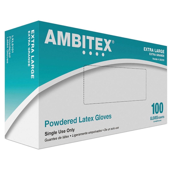 Guantes desechables de látex Tradex Ambitex, látex, con polvo, XL, paquete de 1000, color crema - LXL5101