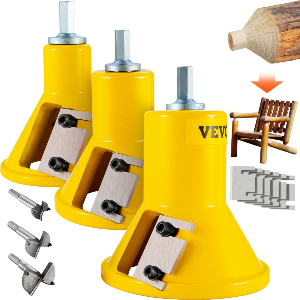 VEVOR Tenon Cutter, 1"/25.4mm & 1.5"/38mm & 2"/50.8mm, with Dual Straight Blades & Button Screws Home Master Kit, Premium Aluminum & Steel Log Furniture Cutter, Commercial Starter’s Tool for Home DIY - KSZYCHYCY1152OLELV0