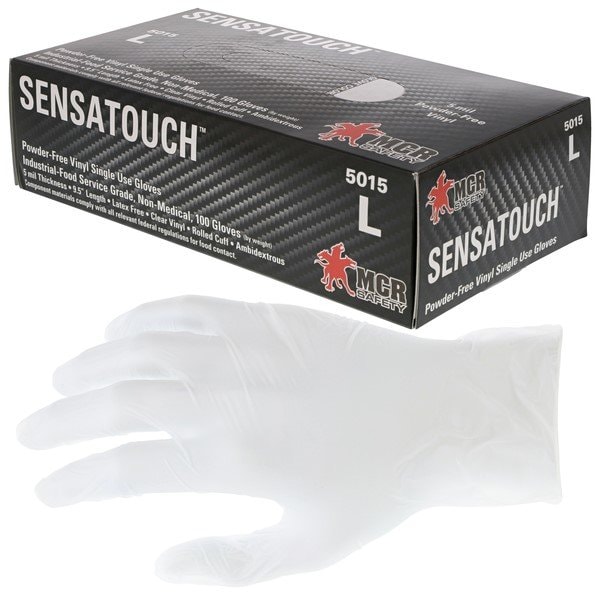 Guantes desechables Mcr Safety SensaGuard, Talla Extra Grande, Vinilo, 5 Mil de grosor, Transparentes, Paquete de 100 - 5015XL