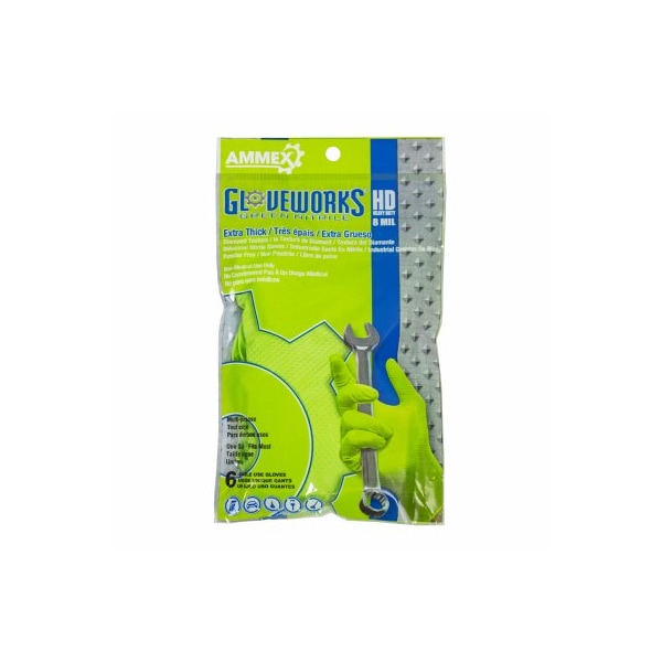 Guantes desechables de nitrilo Ammex, palma de 6 milésimas, nitrilo, sin polvo, talla única, verde - GWHD6PKGRN