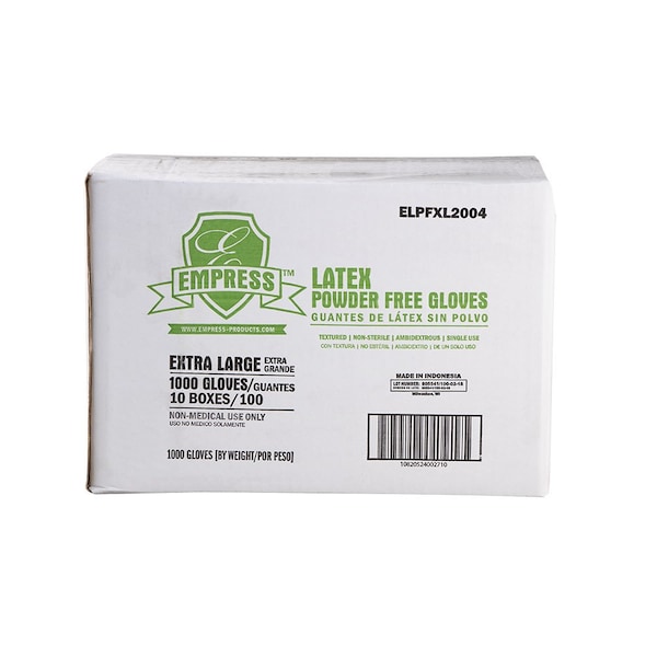 Guantes desechables de látex Empress, látex, sin polvo, talla XL, paquete de 100 - ELPFXL2004