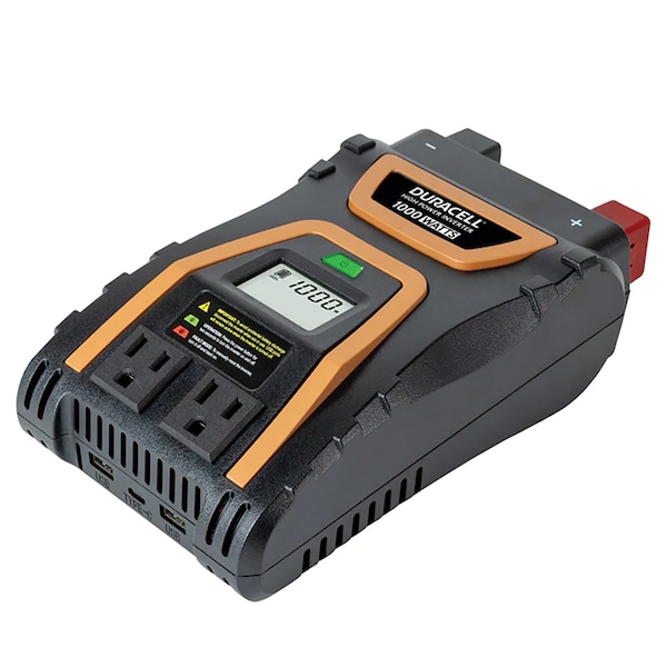 Duracell Power Inverter, Modified Sine Wave, 2,000 W Peak, 1,000 W Continuous, 2 Outlets - DR1000INV