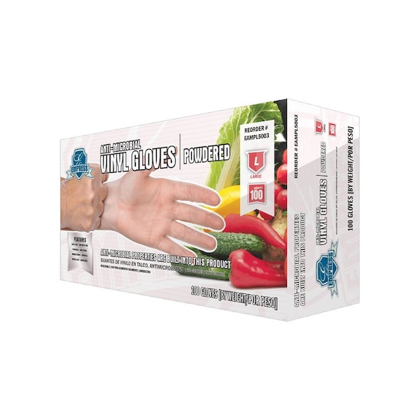 Guantes desechables de vinilo Empress, vinilo, con polvo, talla S, paquete de 100 - EVPS3001