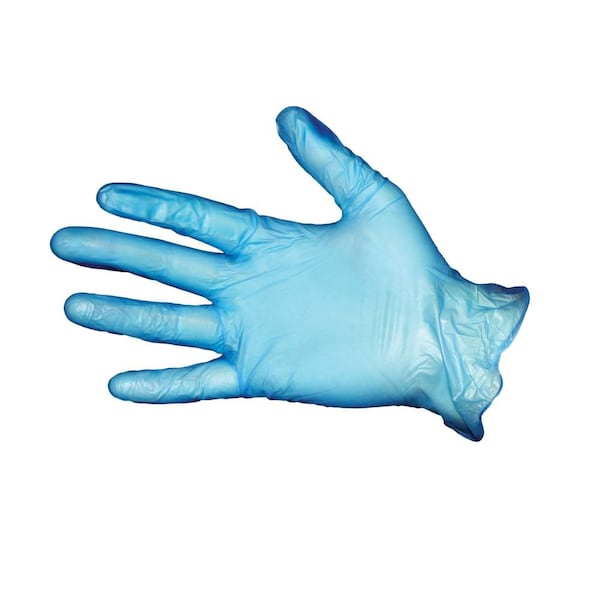 Guantes desechables de vinilo de Impact Products, vinilo, sin talco, XL, paquete de 100, azul - 8613XL