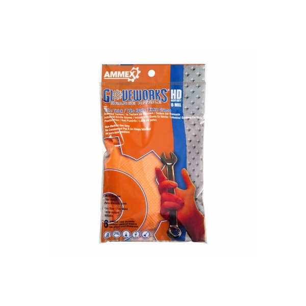 Guantes desechables de nitrilo Ammex, palma de 6 mil, nitrilo, sin polvo, talla única, color naranja - GWHD6PKORG