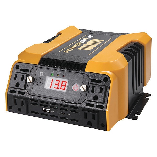 Powerdrive Power Inverter, Modified Sine Wave, 2,000 W Peak, 1,000 W Continuous, 4 Outlets - PD1000