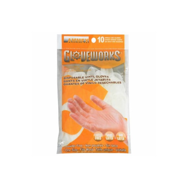 Guantes desechables de vinilo de Ammex, 3 mil de grosor, vinilo, sin talco, talla única, transparentes - GWV10PK