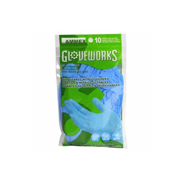 Guantes Desechables de Nitrilo Ammex, 3 mil de Grosor en la Palma, Nitrilo, Sin Polvo, Talla Única, Azul - GWN10PK