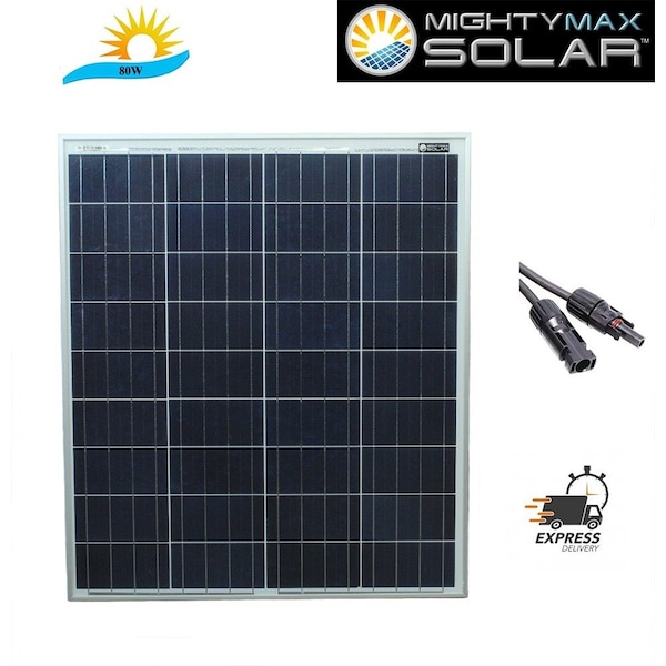 Mighty Max Battery Polycrystalline Solar Panel, 80 W, 12V - MAX3543580