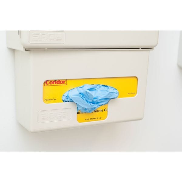 Guantes desechables Condor, 4.5 mil de grosor en la palma, de nitrilo, con polvo, talla grande (9), paquete de 100, color azul - 2XMA4