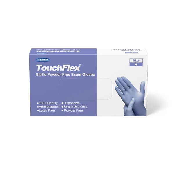 TouchFlex, Guantes de Examen de Nitrilo, 3.5 mil de Grosor en la Palma, Nitrilo, Sin Polvo, S, Paquete de 10, Lavanda - NGPF7001-V