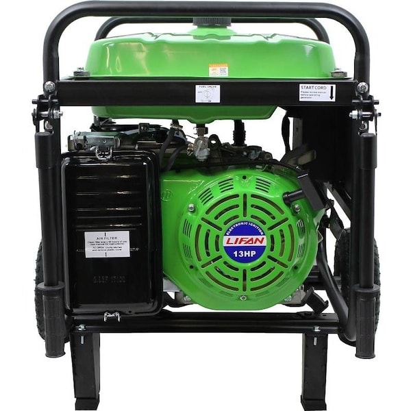 Lifan Portable Generator, Gasoline, 6,000 W Rated, 6,500 W Surge, Recoil Start, 120V AC, 30/20 A - ES6600