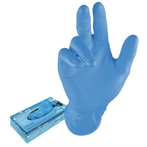 Bdg 99-1-6200B, Guantes desechables, 8 mil de palma, Nitrilo, sin polvo, 3XL (12), paquete de 50, azul - 99-1-6200B-X3L