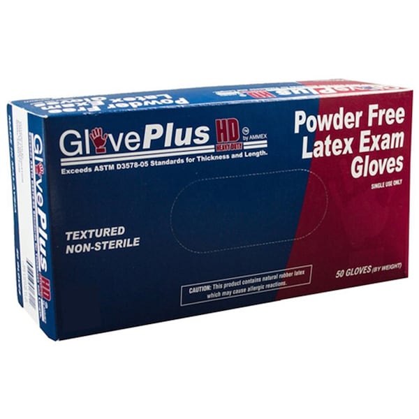 Ammex Gloveplus Hd Extra Long, Extra Thick Late, 13 mil Palm, Látex, Sin Polvo, XL, Azul - AMXGPLHD88100.