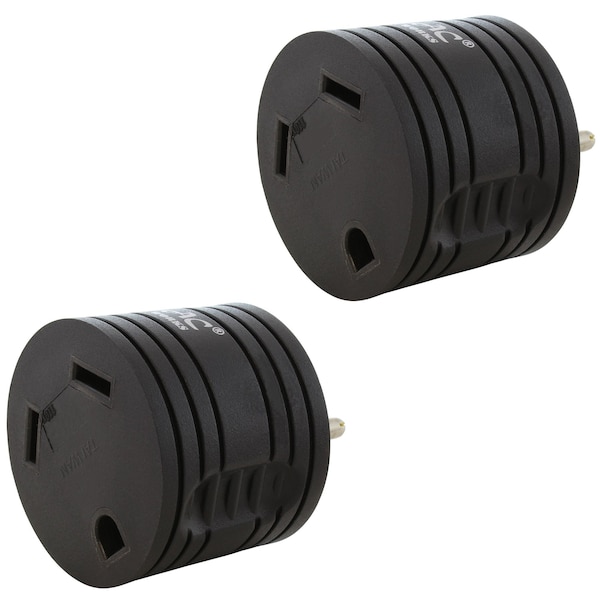 Ac Works 2 Pack 15A Home Plug to RV TT-30 30A 125V RV Female Connector - RV515TT-BK-2PK
