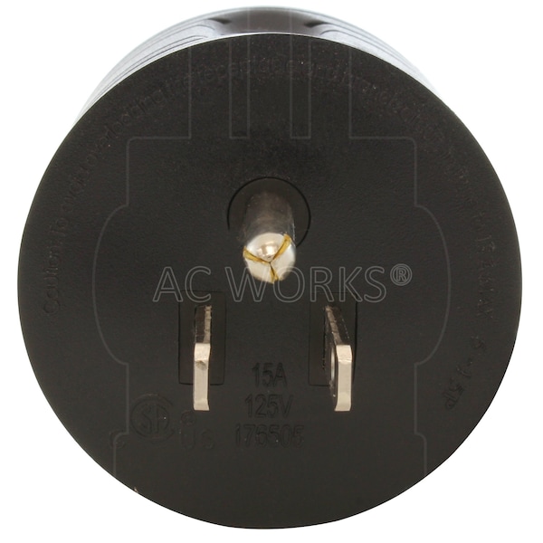 Ac Works 2 Pack 15A Home Plug to RV TT-30 30A 125V RV Female Connector - RV515TT-BK-2PK
