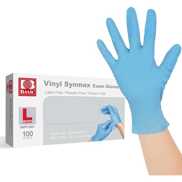 Guantes desechables Zoro Select, mezcla de vinilo/nitrilo, sin polvo, sin látex, 4 mil, azules, talla L, 10 cajas de 100 - SYNMAXLC