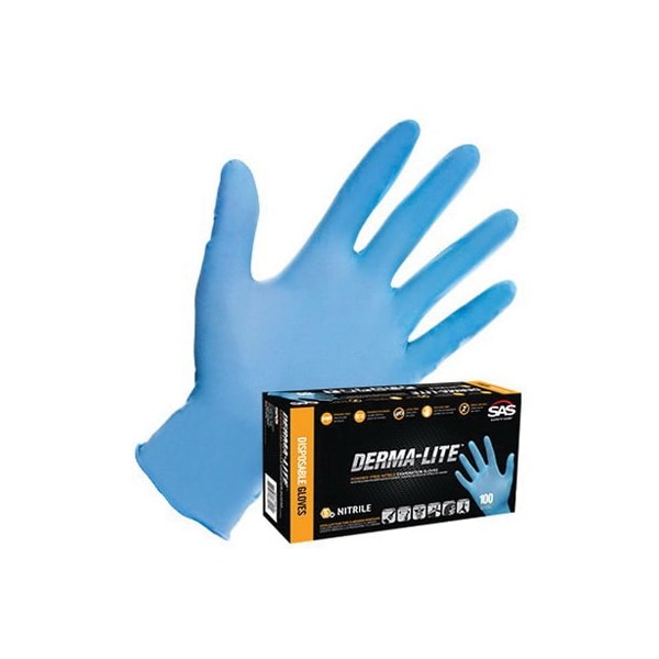 Guantes desechables de nitrilo en polvo Sas Safety Derma-Lite - 5 Mil - Extra Grande, paquete con 100 unidades - 6609.