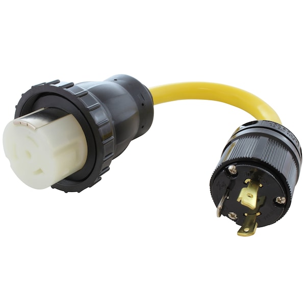 Ac Works 1.5FT RV L5-30P 30A 3-Prong Generator Locking Plug to RV/ Marine NEMA SS2-50R 50A Connector - RVL530M50-018