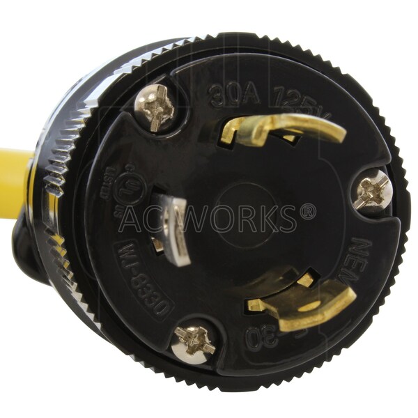 Ac Works 1.5FT RV L5-30P 30A 3-Prong Generator Locking Plug to RV/ Marine NEMA SS2-50R 50A Connector - RVL530M50-018
