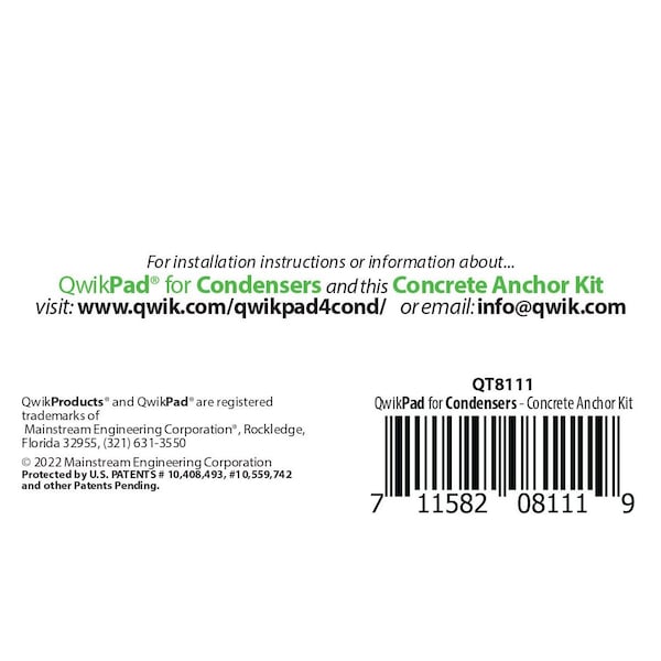 Qwikproducts QwikPad for Condensers (Optional Concrete Anchor Kit) - QT8111