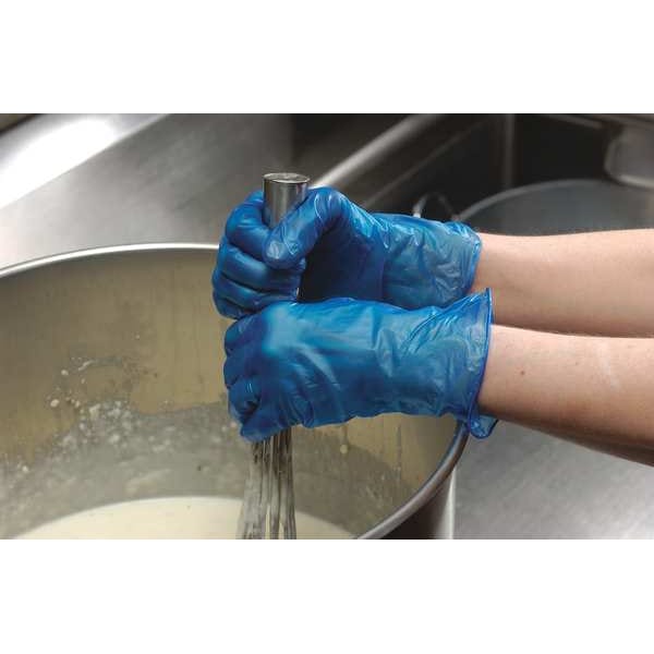 Guantes Desechables Zoro Select, Palma de 5 mil, Vinilo, Sin Polvo, Talla Grande (9), Paquete de 100, Azul - 516983