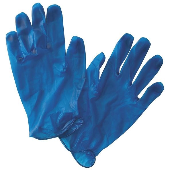 Guantes Desechables Zoro Select, Palma de 5 mil, Vinilo, Sin Polvo, Talla Grande (9), Paquete de 100, Azul - 516983