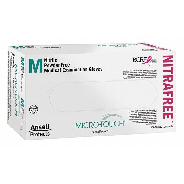 Micro-Touch NitraFree, Guantes de examen médico, Palma de 2.4 mil, Nitrilo, sin polvo, S, 100 PK, Rosa - 313016