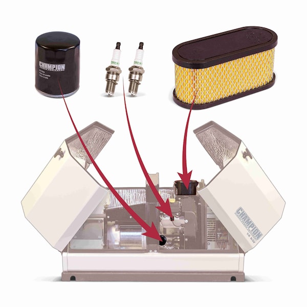 Champion Power Equipment 14 kW Home Standby Maintenance Kit, Includes Two Spark Plugs, Air Filter and Oil Filter - 100817