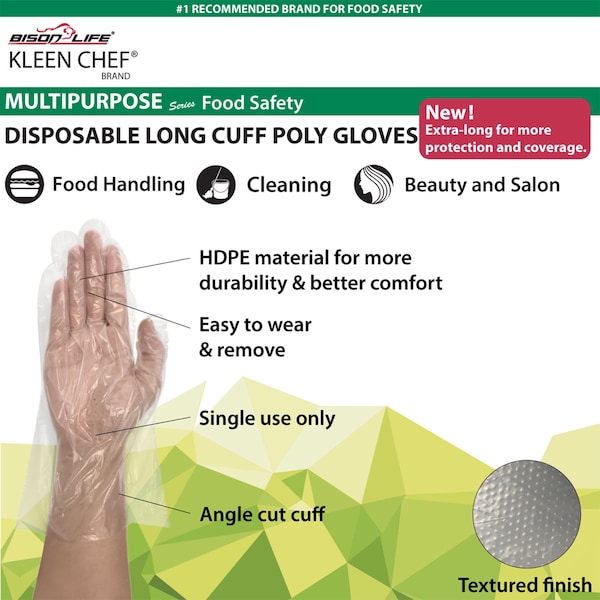 Guantes desechables de polietileno de alta densidad Kleen Chef, sin polvo, tamaño S, paquete de 525, transparentes - BL-KCFS-ES-HDPE-CLDG-01-S
