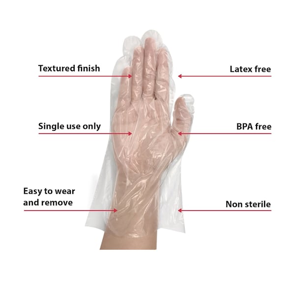 Guantes desechables de polietileno de alta densidad Kleen Chef, sin polvo, tamaño S, paquete de 525, transparentes - BL-KCFS-ES-HDPE-CLDG-01-S