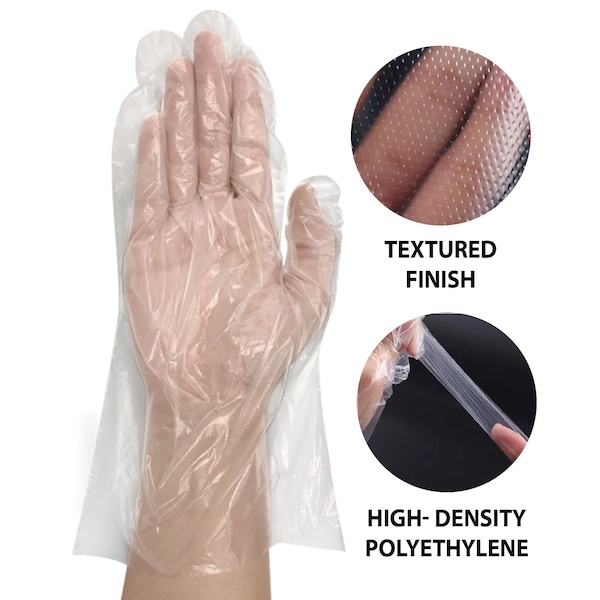 Guantes desechables de polietileno de alta densidad Kleen Chef, sin polvo, tamaño S, paquete de 525, transparentes - BL-KCFS-ES-HDPE-CLDG-01-S
