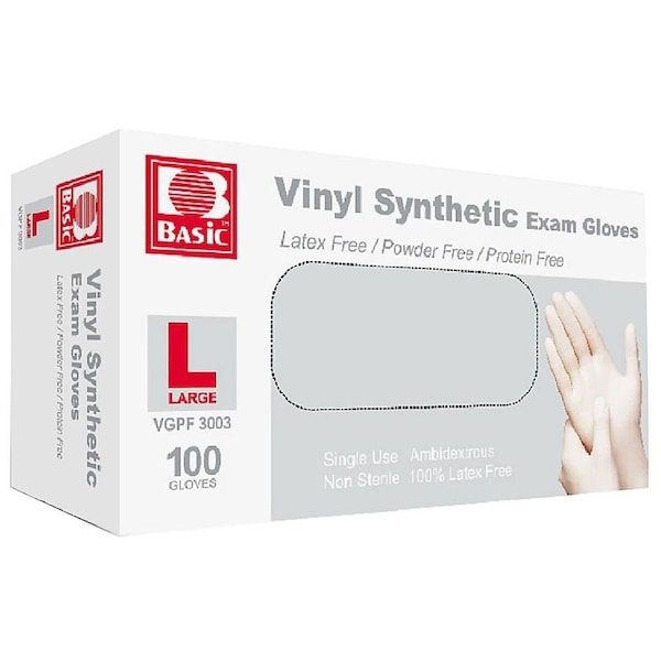 Guantes desechables Zoro Select de vinilo, sin látex, sin polvo, transparentes, talla L, caja de 1000 (10 cajas de 100) - VinylLC